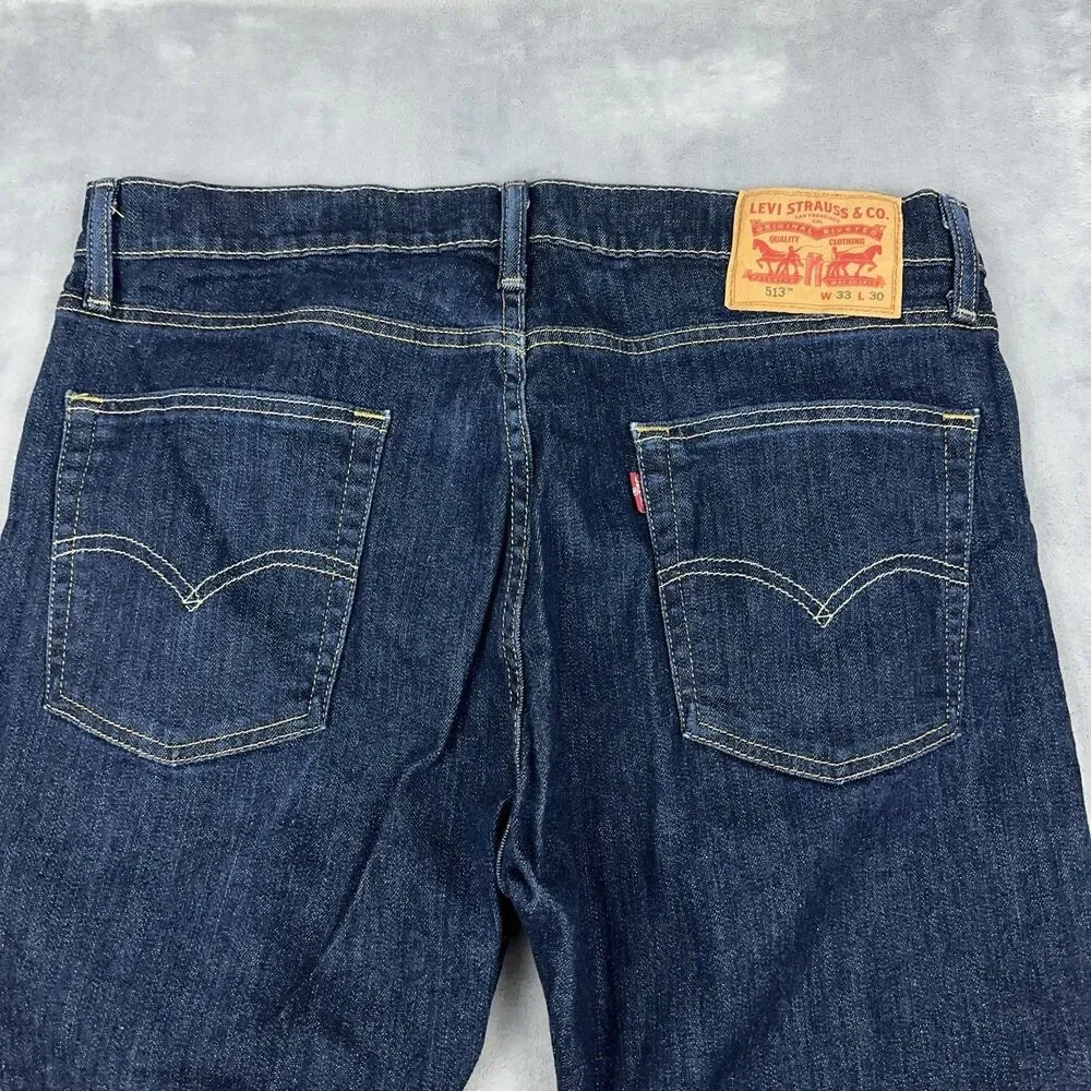 Levi's 513 Jeans Mens Size 33x30 Blue Slim Straight 5 Pocket Denim Dark Wash